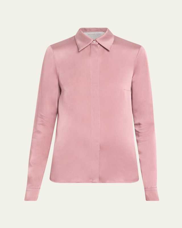 Hansen Charmeuse Button-Front Shirt